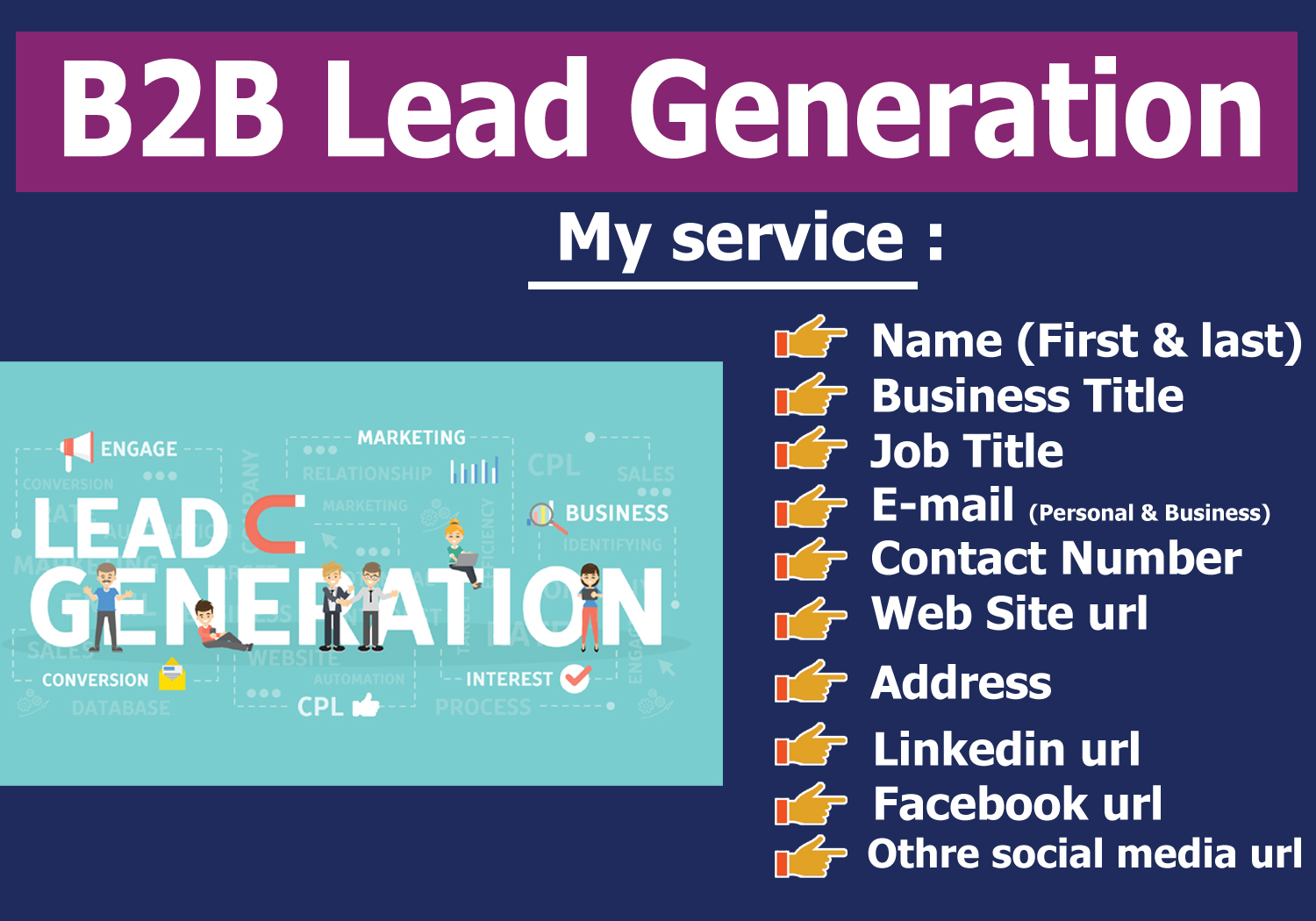 8783I will be your expert lead generation on targeted leads for  sales promotion