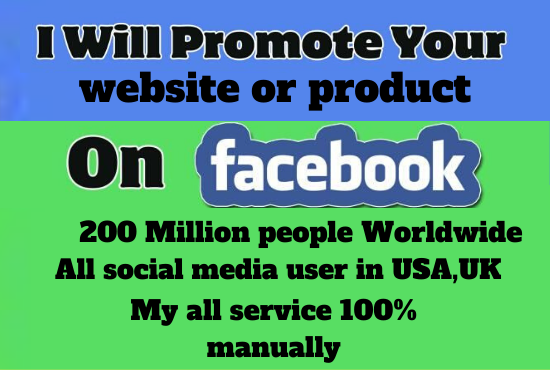 9915I will promote your product on facebook to millions customer in USA